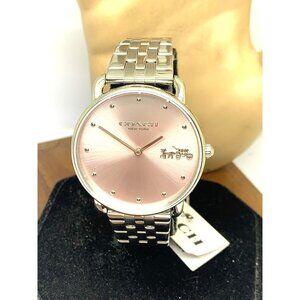 Coach Women's Watch 14504290 Elliot Quartz Pink Dial Silver Stainless Steel 36mm